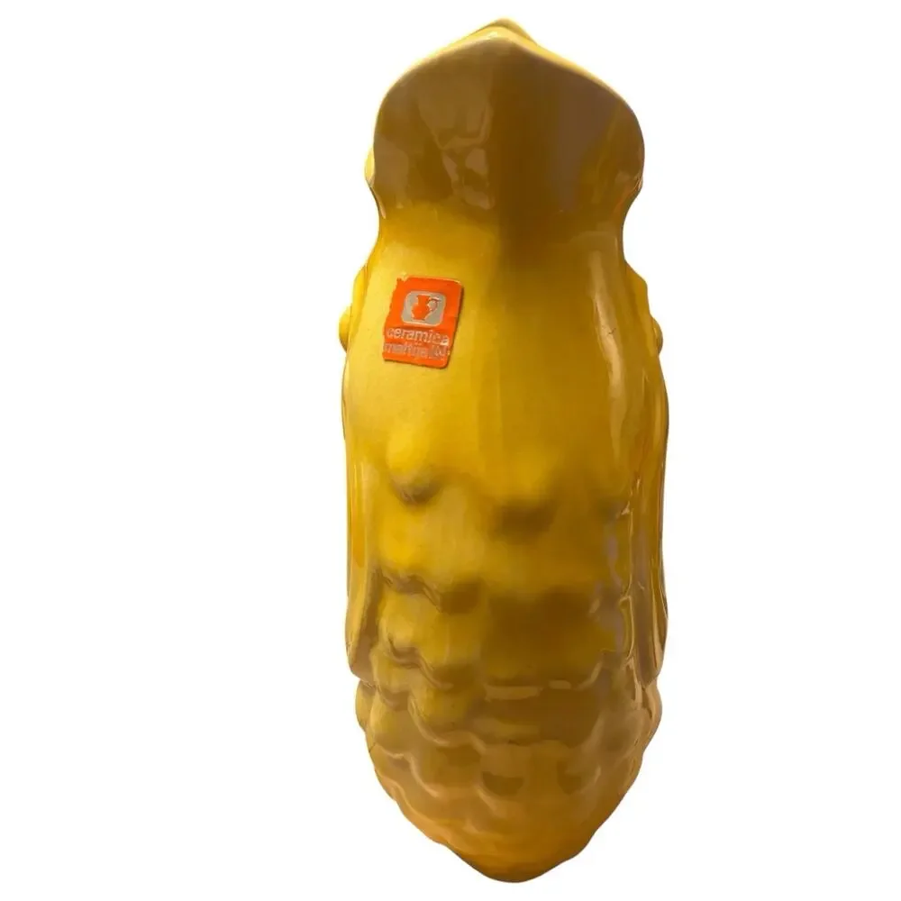 Villa Bologna Malta Gluggle Fish Vase Glossy Yellow Ceramic Vase Stickered